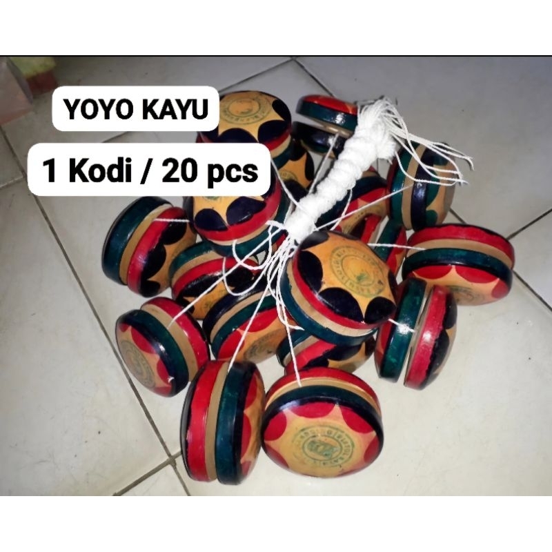 YOYO KAYU 1 Kodi atau 20 Biji, Diameter 6-10 cm, CAMPUR, Mainan Jadul Tradisional, GROSIR paling Mur