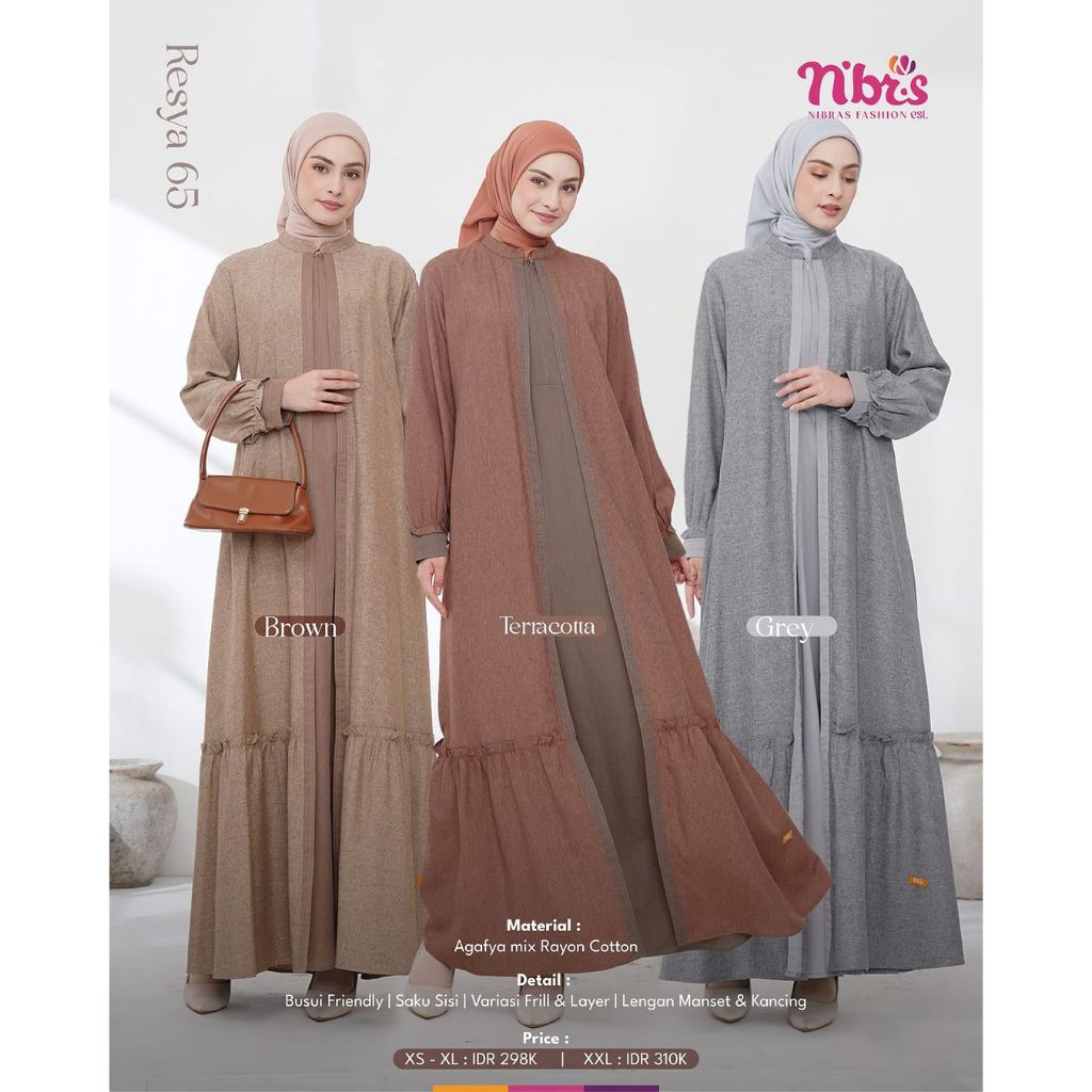GAMIS NIBRAS RESYA 65 / BAJU NIBRAS ORI BRANDE TERBARU / GAMIS BUSUI LONGDRESS GAMIS DAILY KEKINIAN