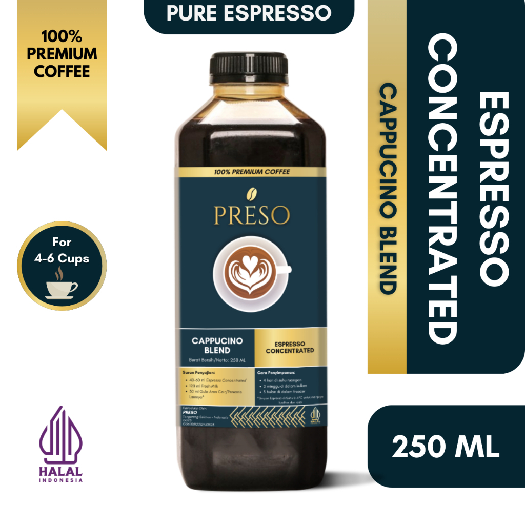 PRESO Espresso Concentrated - Espresso Cair 100% Pure Espresso 250 ML