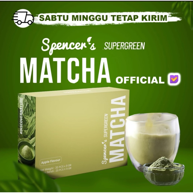 

SPENCER'S SUPERGREEN MATCHA METABOLISM SUPPORT ANTIOKSIDAN THERMOGENESIS SPENCERS MATCHA 1 BOX ISI 20 SACHET MINUMAN PELANGSING MINUMAN KESEHATAN TEH HIJAU