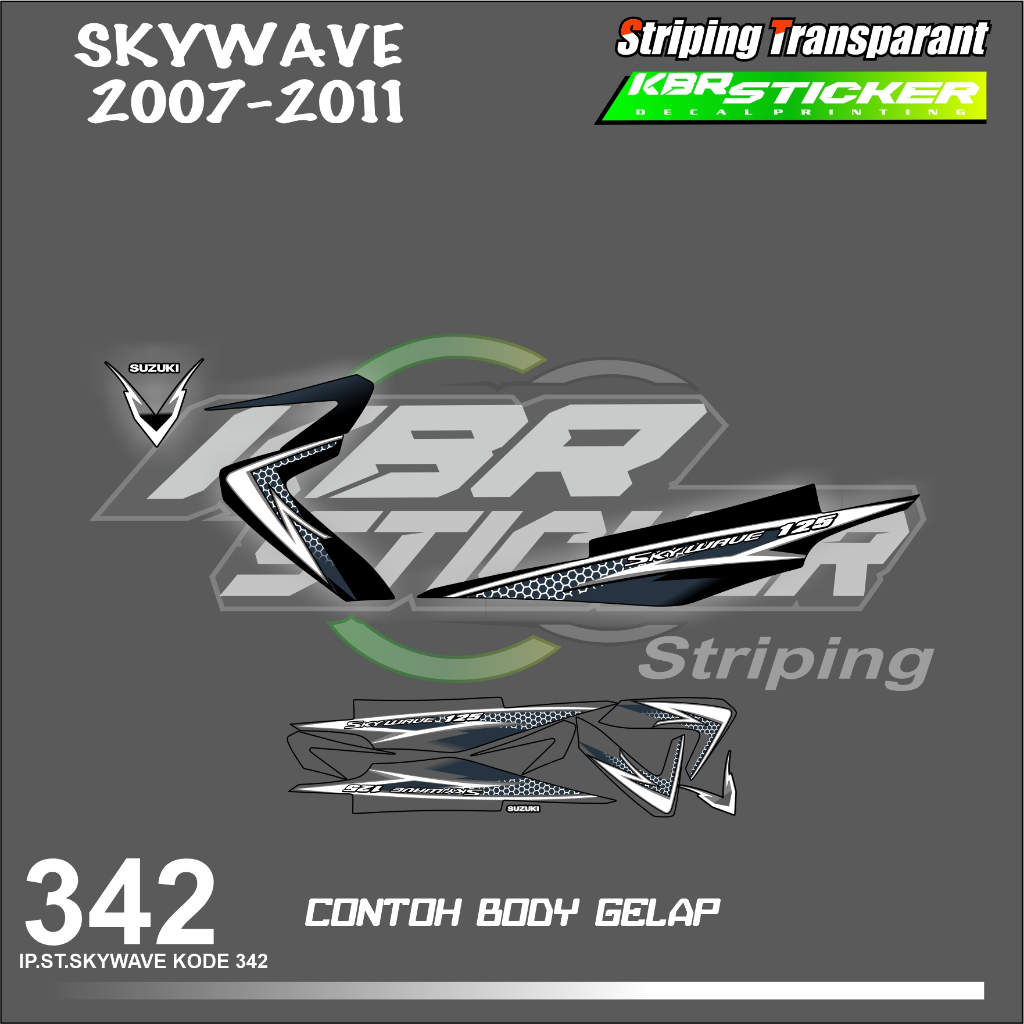 SKYWAVE 2007-2011 (COD) STIKER STRIPING MOTOR SUZUKI SKYWAVE HOLOGRAM DAN TRANSPARAN