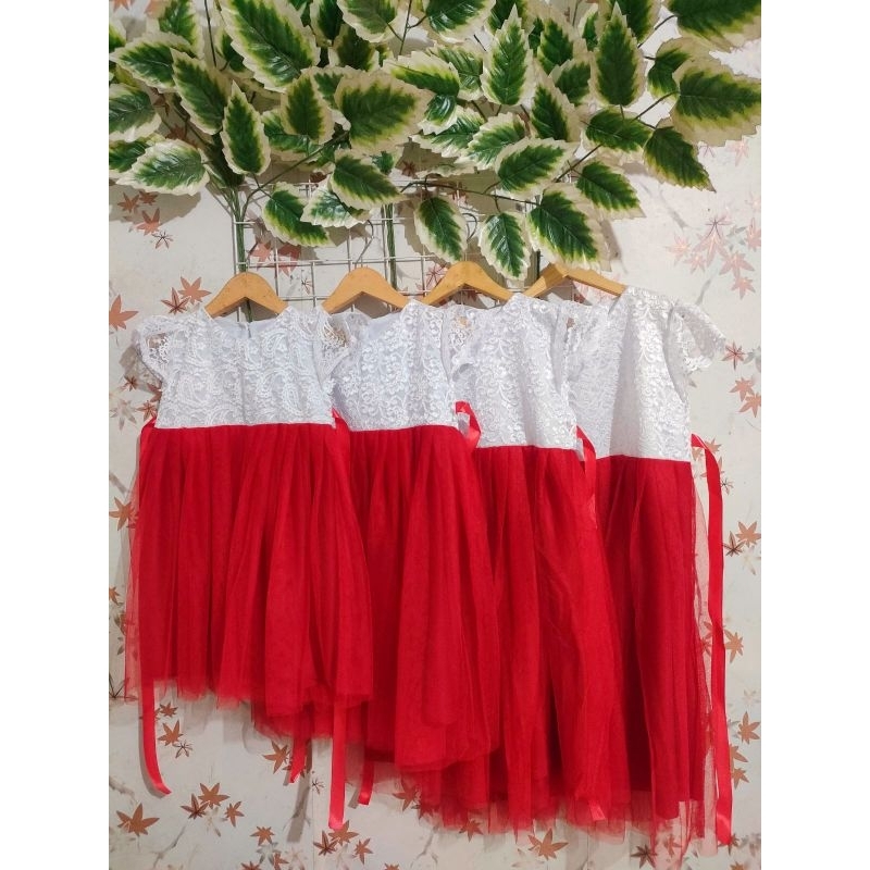 Dress anak merah putih baju merah putih anak 1-8tahun baju agustusan anak perempuan