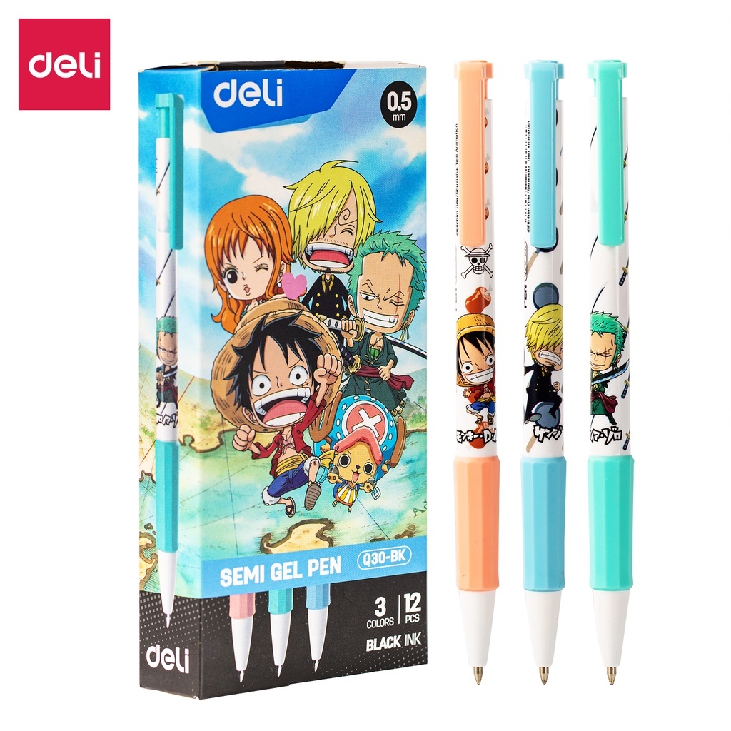 

Deli Semi Gel Pen Pulpen Cetek 0.5mm One Piece Anime Luffy Zoro Sanji