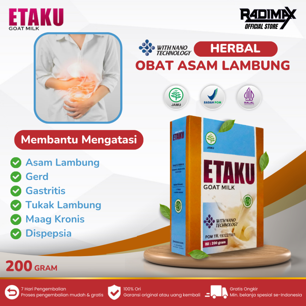 

Obat Asam Lambung Maag Kronis Gerd Gastritis Dispepsia Tukak Lambung Perut Kembung dan Begah Sakit Ulu Hati Etaku Goat Milk