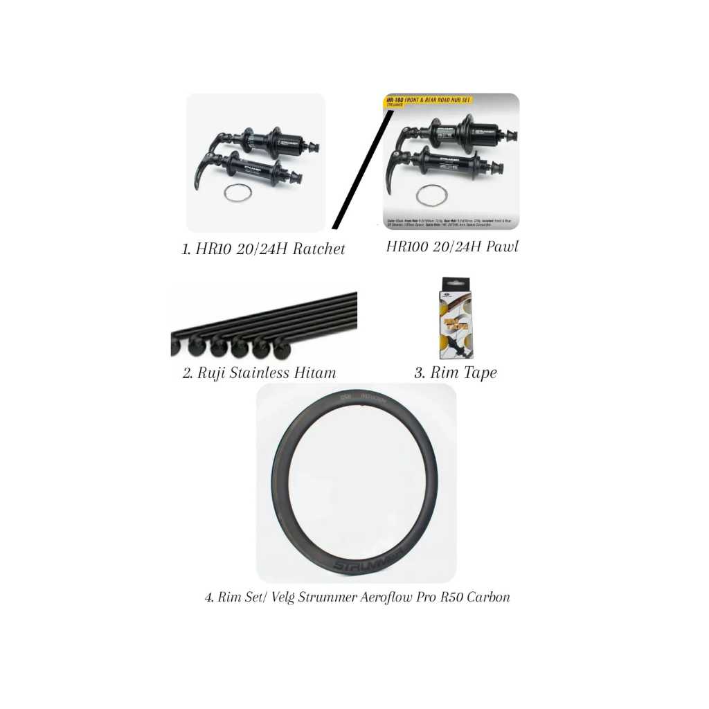 WHEELSET STRUMMER AEROFLOW PRO R50 CARBON 700C RIM BRAKE