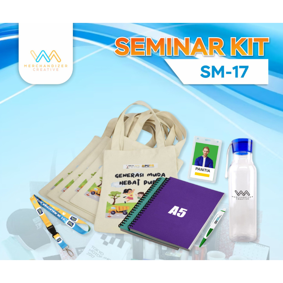 

Tas Blacu, Notebook Spiral A5, Pulpen Sablon, Tumbler Colada, Lanyard Printing, dan Paket Co Card - Paket Seminar Kit Custom