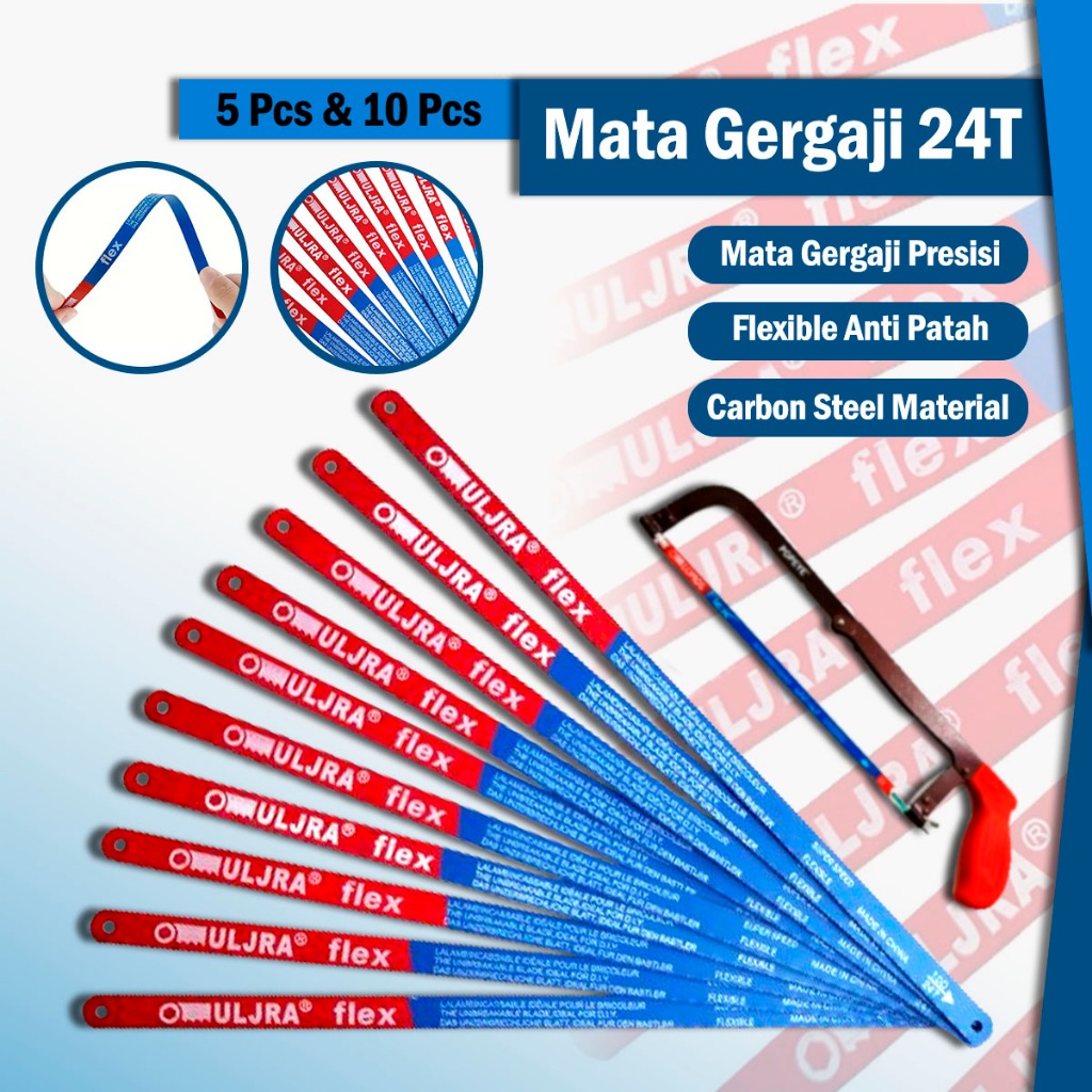 IDEKU Mata Gergaji 24T Gergaji Besi 12 Inch – Mata Gergaji Isi 5 Isi 10  Pemotong Kayu Pipa Besi Sta