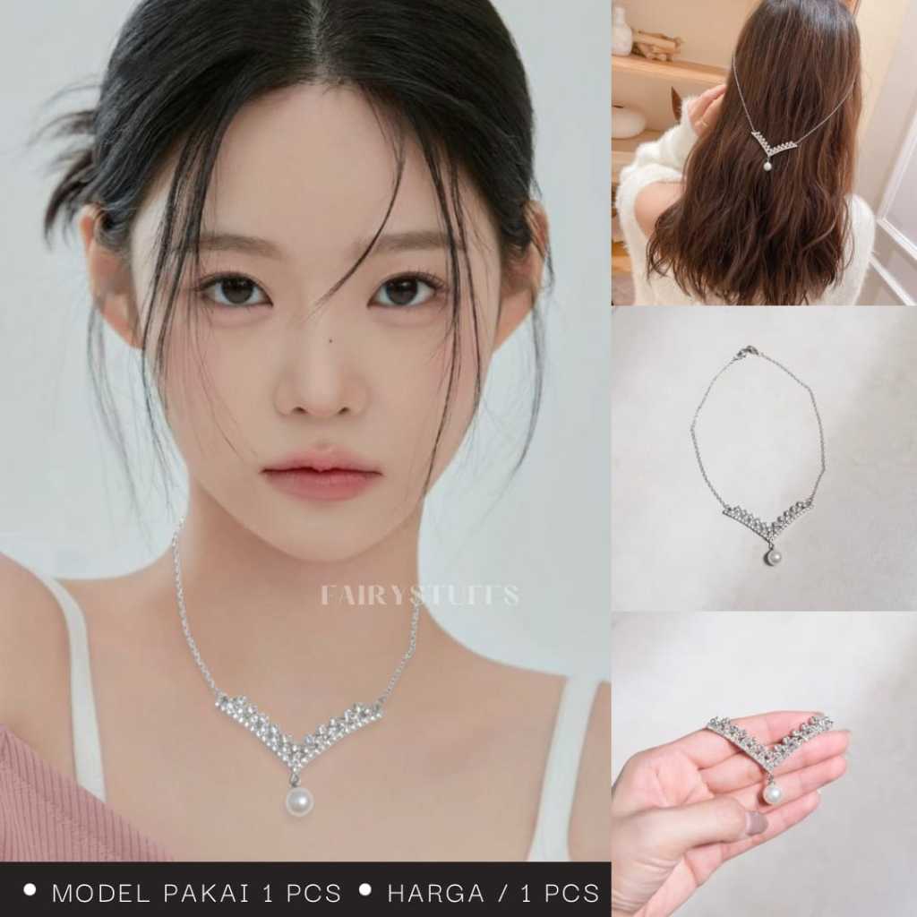 Kalung / Headpiece Dahi Aksesoris Rambut Wanita Liontin Mutiara