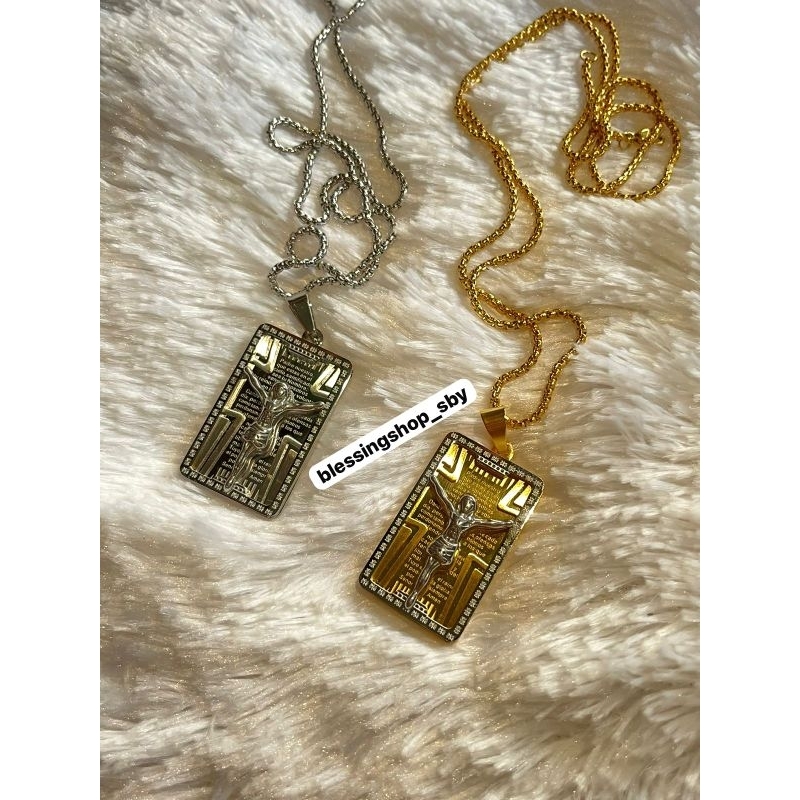 [PREMIUM] KALUNG LIONTIN KOTAK SALIB YESUS + DOA BAPA KAMI