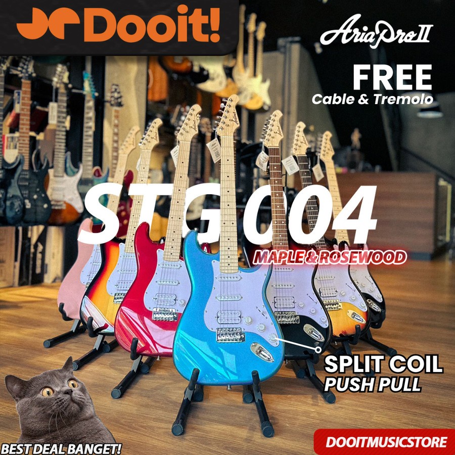 ARIA PRO II Ariapro STG 004 STG004 Electric Gitar Elektrik Split Coil Push Pull - Pilih Warna