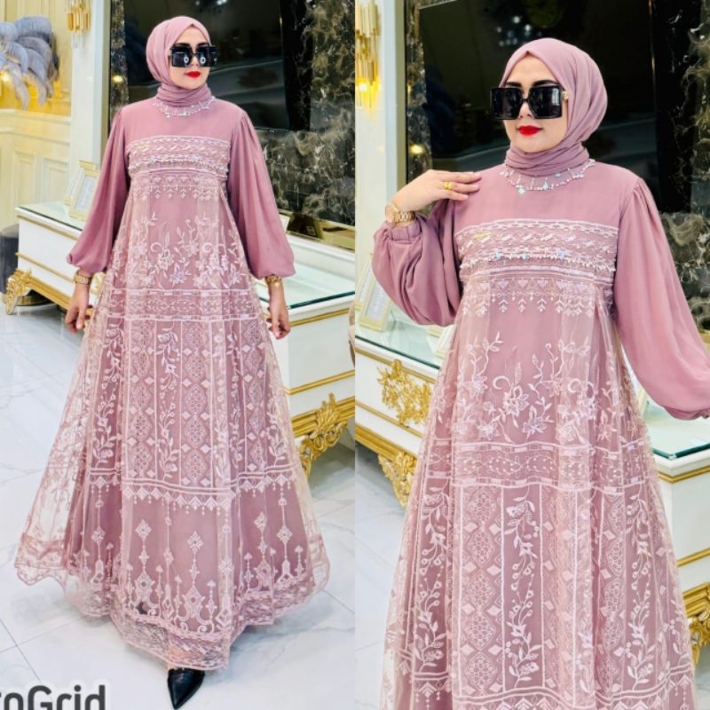 Zifa fashion||cod||sania dress+pasmina||gamis set hijab model terbaru ||gamis perta ||gamis kekinian