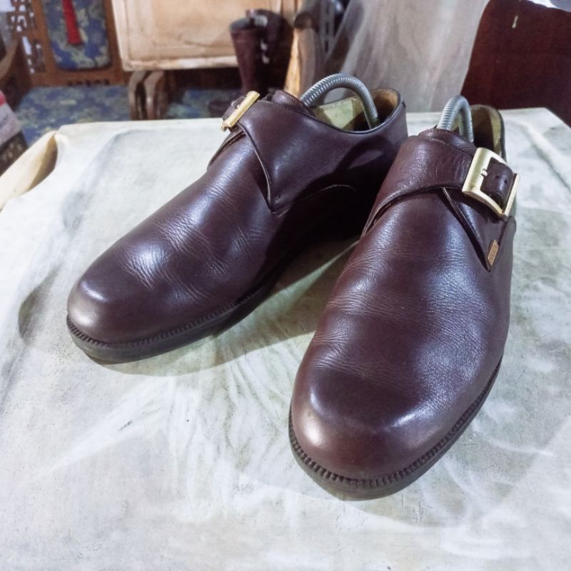 (Used) Sepatu Kulit Watchout Single Monk Strap Coklat Tua - Leather Loafers/Sepatu Pantofel