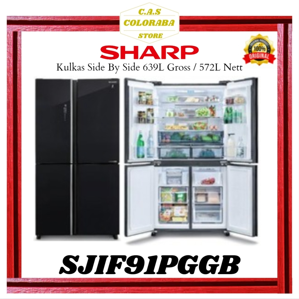 KULKAS SHARP SJIF91PGGB KULKAS SIDE BY SIDE 572L SJIF91PG SJIG91 SJ-IF91PG-GB SJ-IF91 SJ-IF91PG