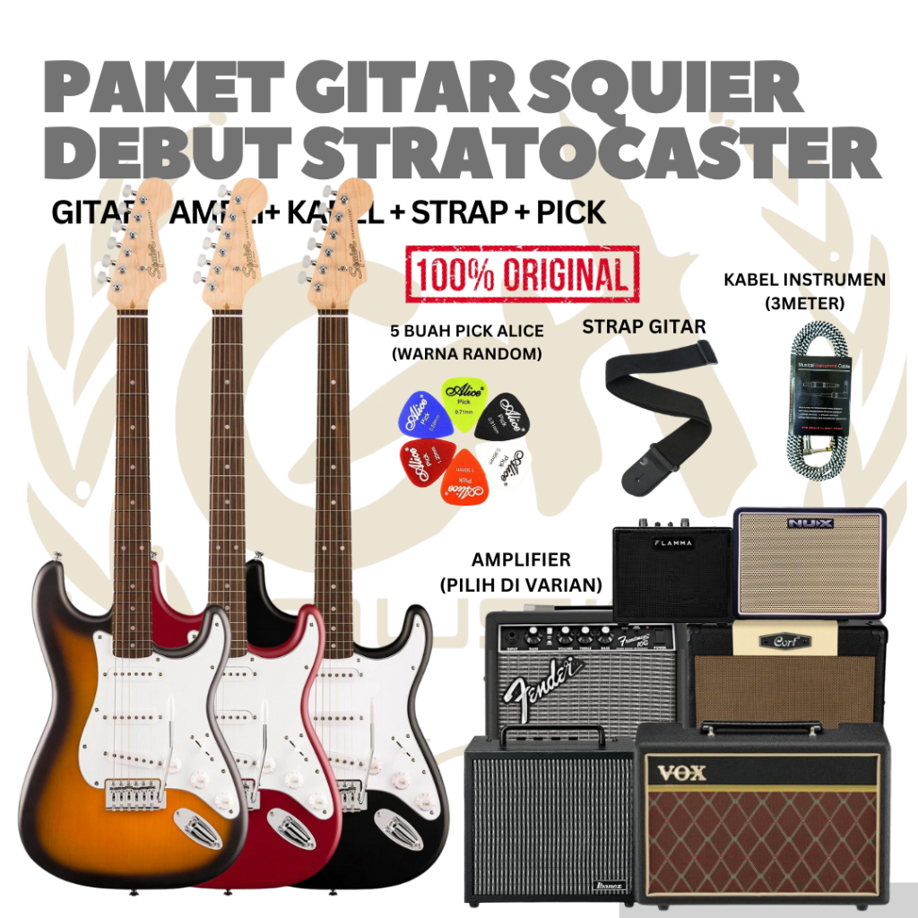 PAKET GITAR SQUIER STRATOCASTER DEBUT Electric Gitar | GUITAR PACK - Gitar Listrik Elektrik Original
