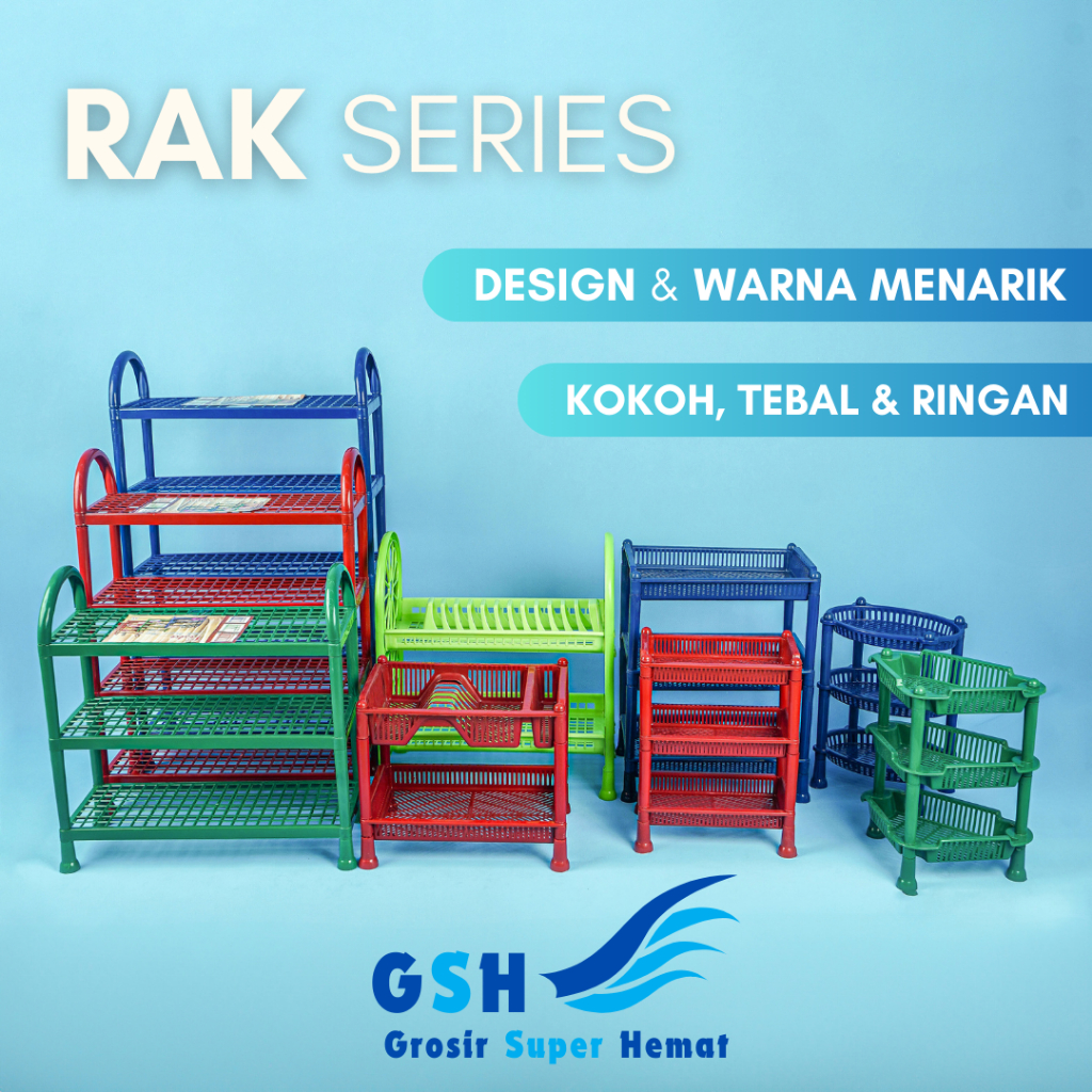 GSH - Rak Series High Way Aneka Bentuk & Ukuran Susun 2/3/4/5 Serbaguna Rak Segi Plastik Dapur Pirin