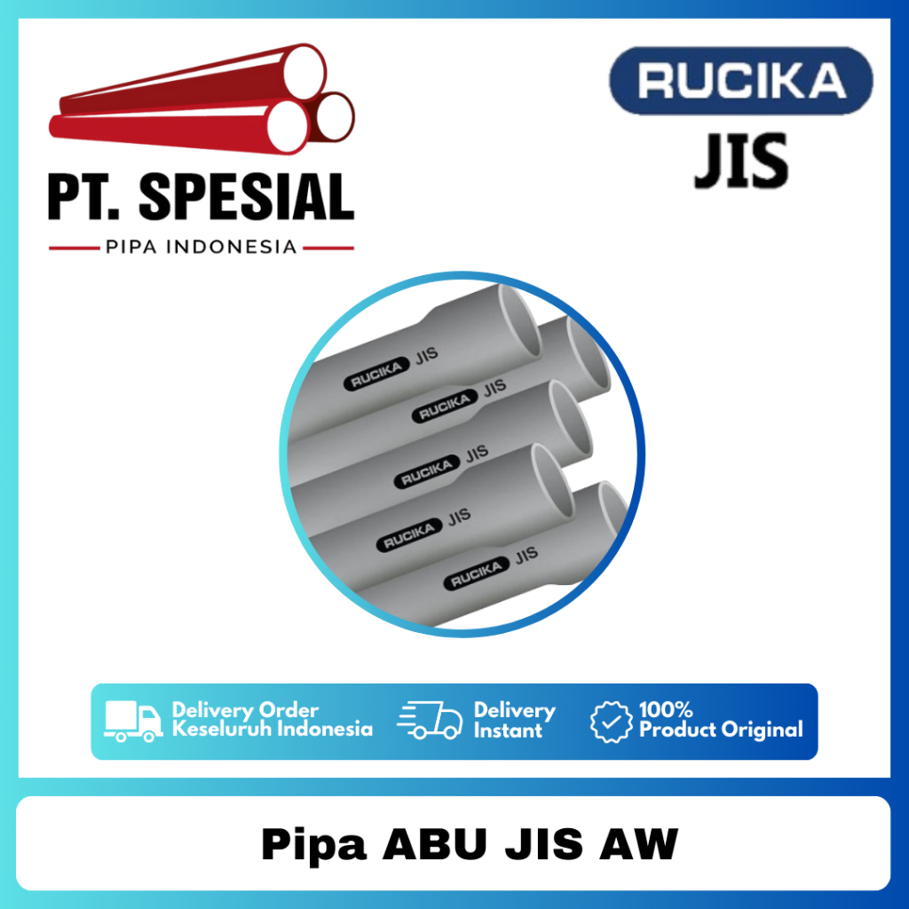 Pipa PVC Abu JIS Rucika Type VP 2.1/2 Inch / Pipa JIS AW Rucika PerBatang 4Mtr - 05