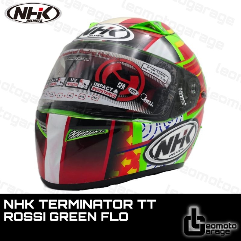 HELM NHK TERMINATOR TT ROSSI HELM FULL FACE GREEN FLO