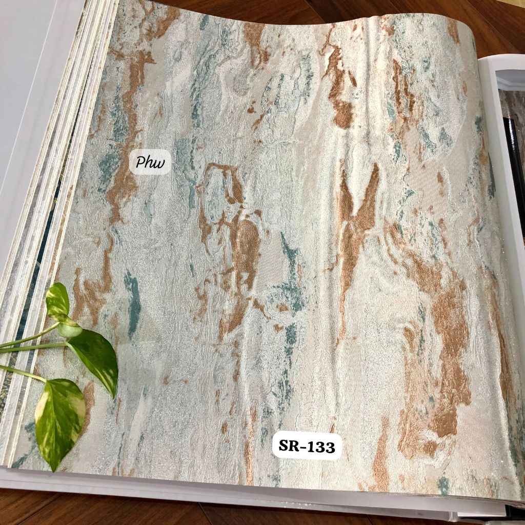 Wallpaper Dinding Granit Natural Modern Coklat Putih Seronie