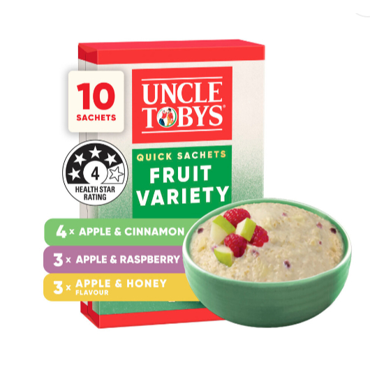 

Uncle Tobys Oats Quick Sachets Fruit Variety | 350g