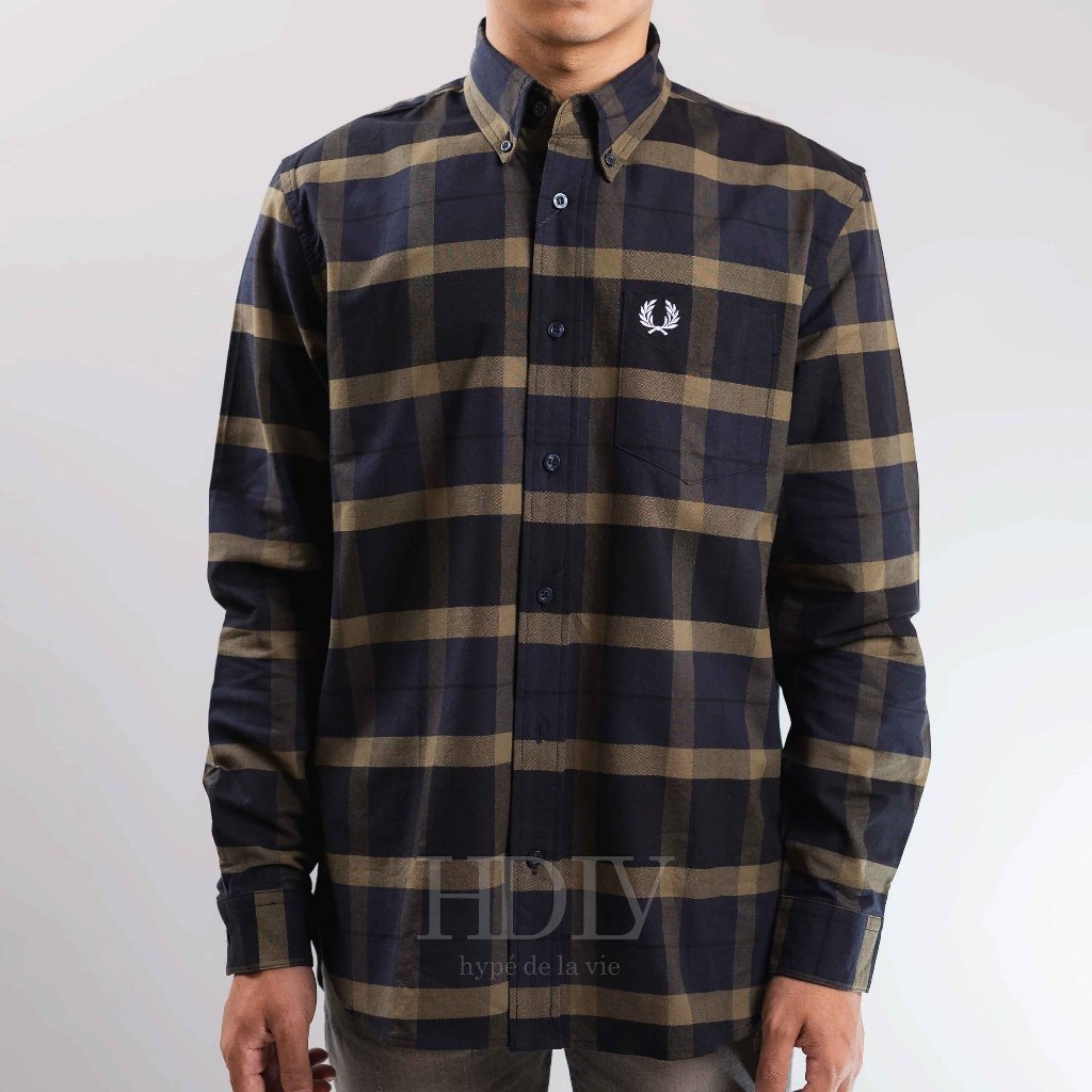 Fred Perry Kemeja Flanel Green Black ( 100% Original )