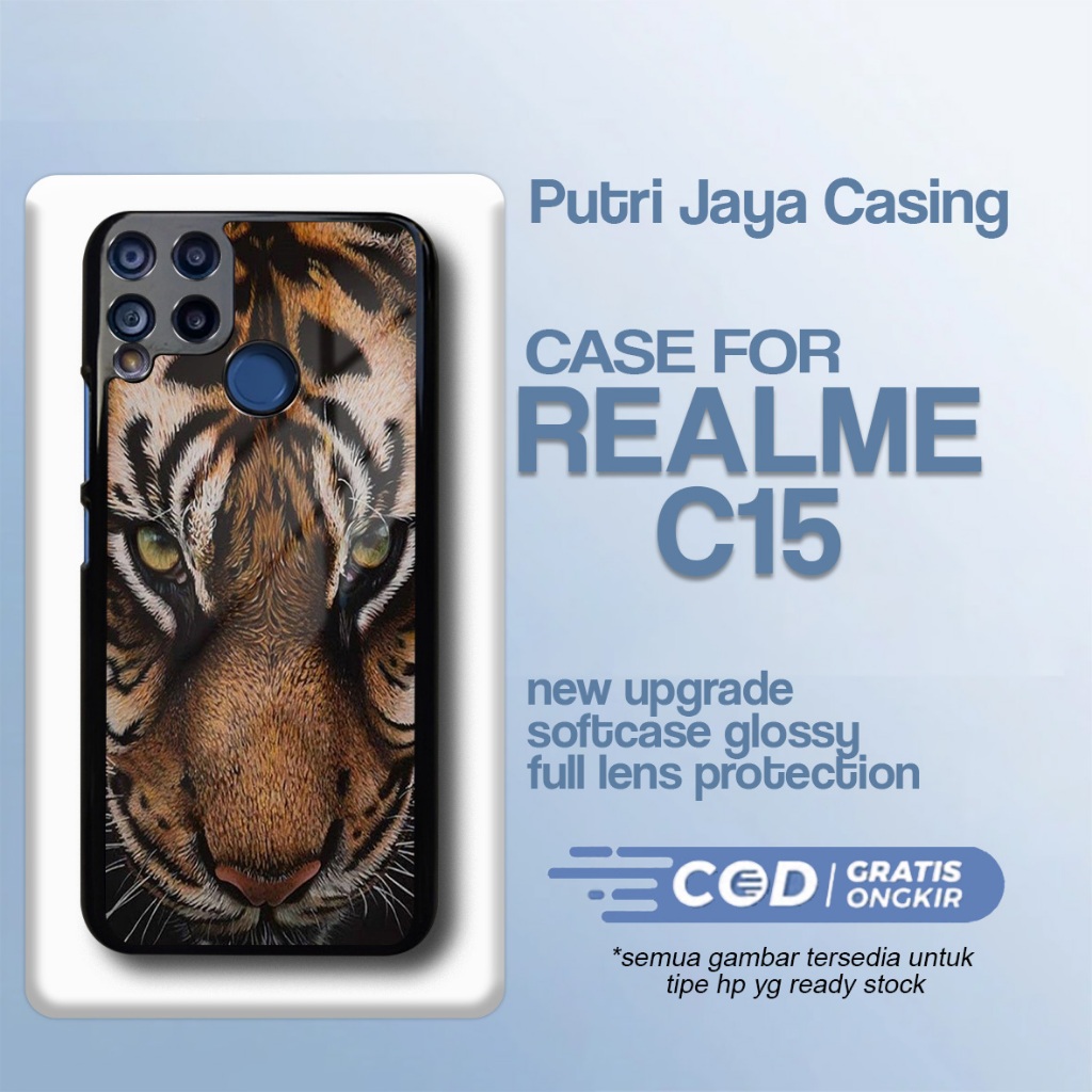 Case Realme C15 Animal Macan Casing Terbaru Hardcase Softcase Glossy Kesing Terlaris PutriJayaCasing