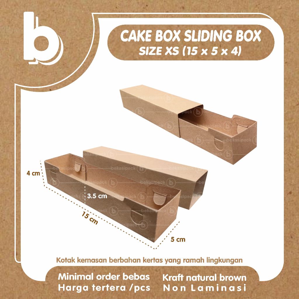

Cake Box Sliding Box XS Kraft Natural 15x5x4 I CBSBXSKN00484