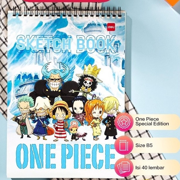 

Sketch Book Buku Gambar Sketsa Size B5 Vertikal EN11 merk Deli SERIES ONE PIECE 4 Sheets KODE S6V8