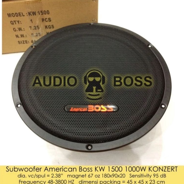 Subwoofer American Boss 15 Inch 1 Watt Konzert 15 Americanboss 15inch 15 15in 1W 1 W x J6S8