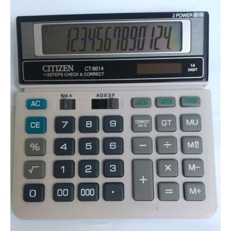 

Kalkulator Citizen CT8614 14 DIGIT check and correckAutomatic Replay112 Step replay2 power KODE J5T6