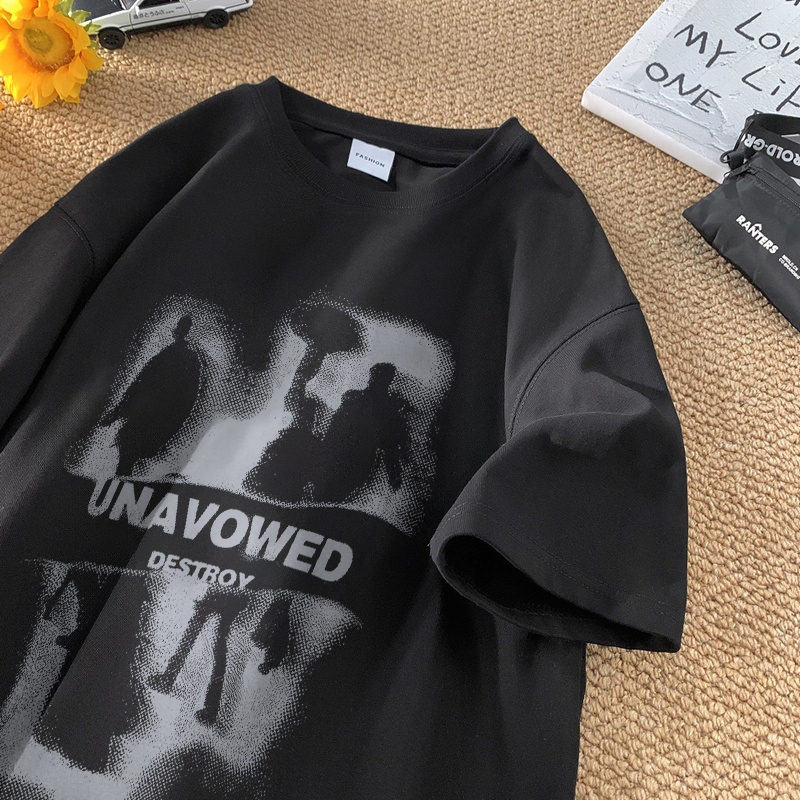 Disneay Kaos Pria T-shirt Kaos | Cowok trendi Korea | Vintage Longgar Kaos Putih Pria Baju Distro Ob