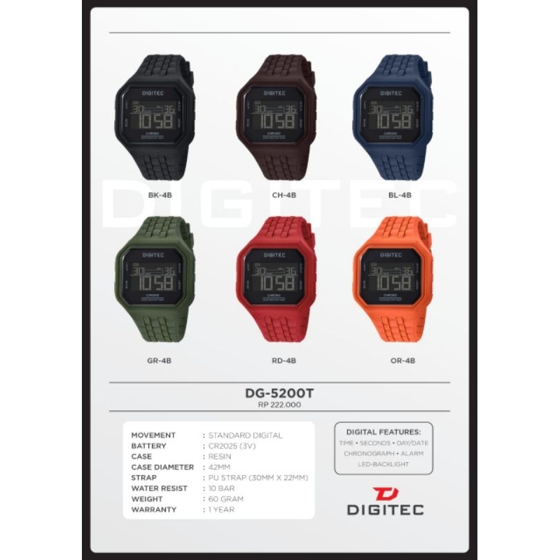 Jam Tangan Pria Digital Merk Digitec DG 5200 T Original