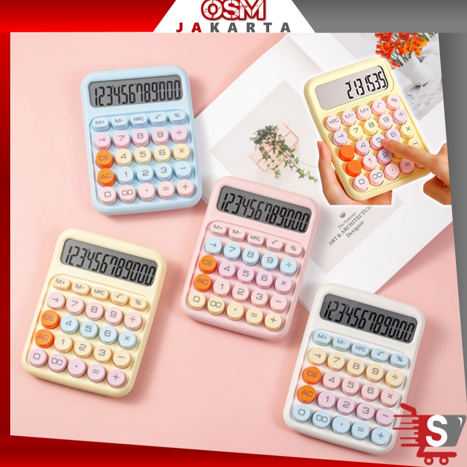 

KODE D48E OSM JKT 6187 Kalkulator Lucu Warna Macaron 12 Digit Display Besar Keyboard Dot Mekanik Cute Calculator Electronic Warna Permen