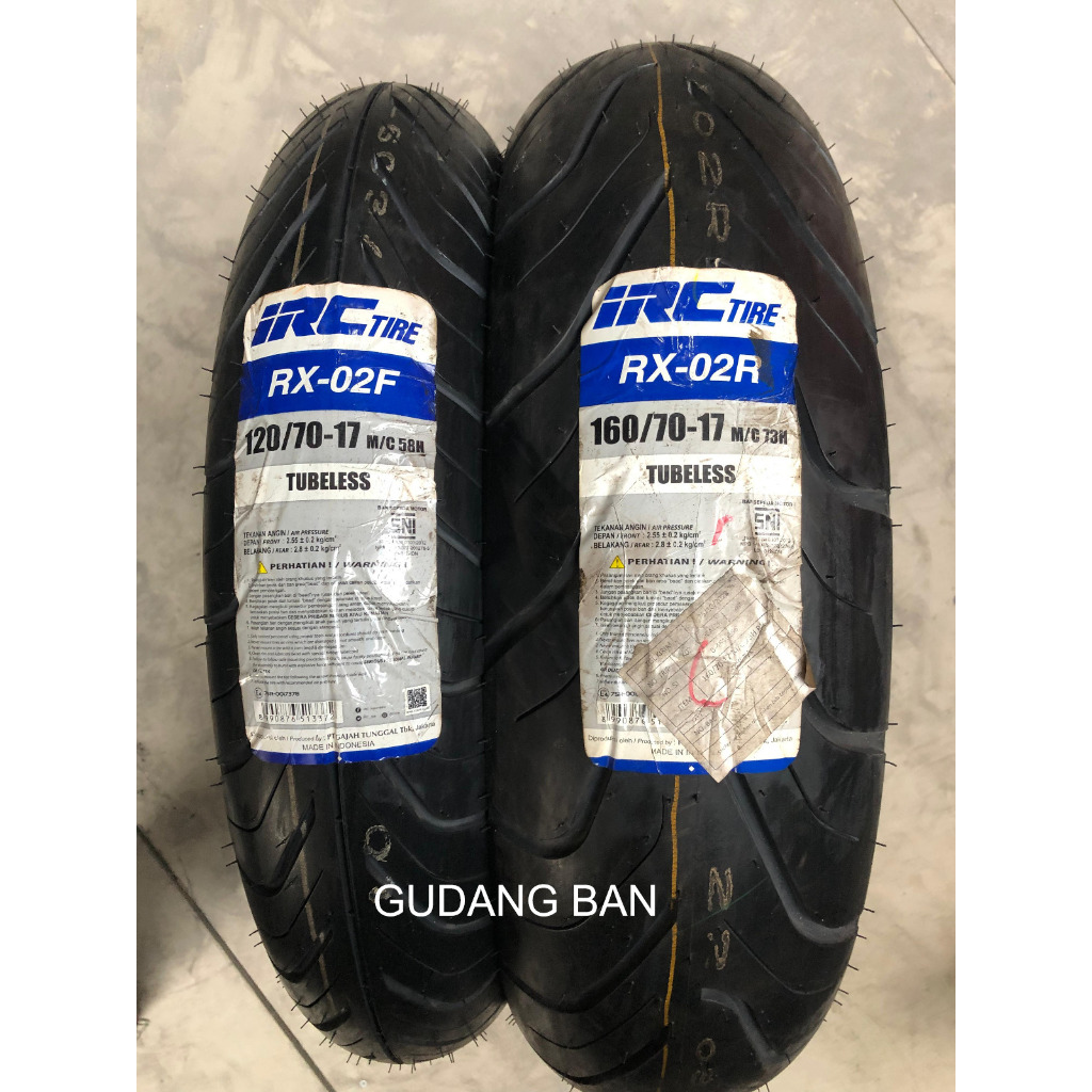 ( PAKET 2 BAN RX02 !!! ) IRC 120 / 70 - 17 dan 160 / 70 - 17 RX-02 F RX02 RX 02 ROAD WINNER TUBELESS