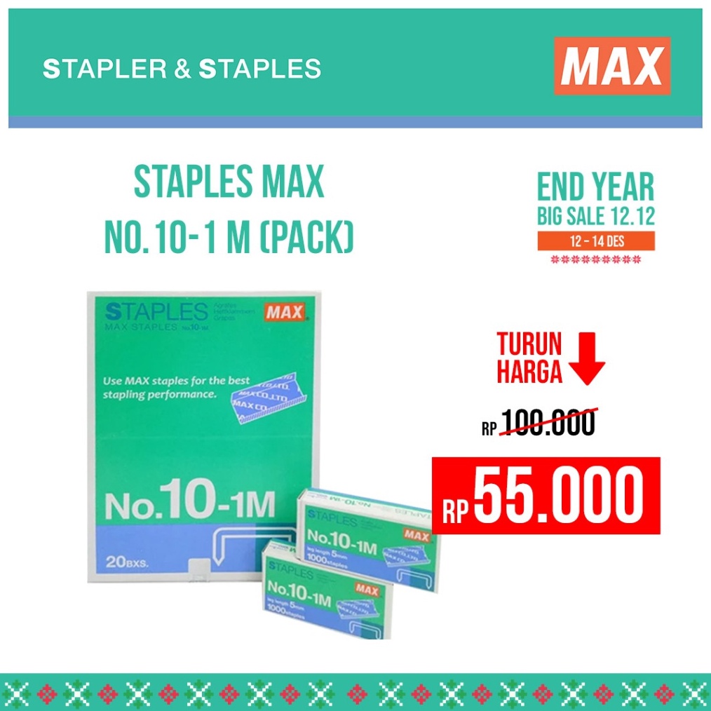 

MAX STAPLES ISI STAPLES ukuran 11M PACK KODE Y3T6
