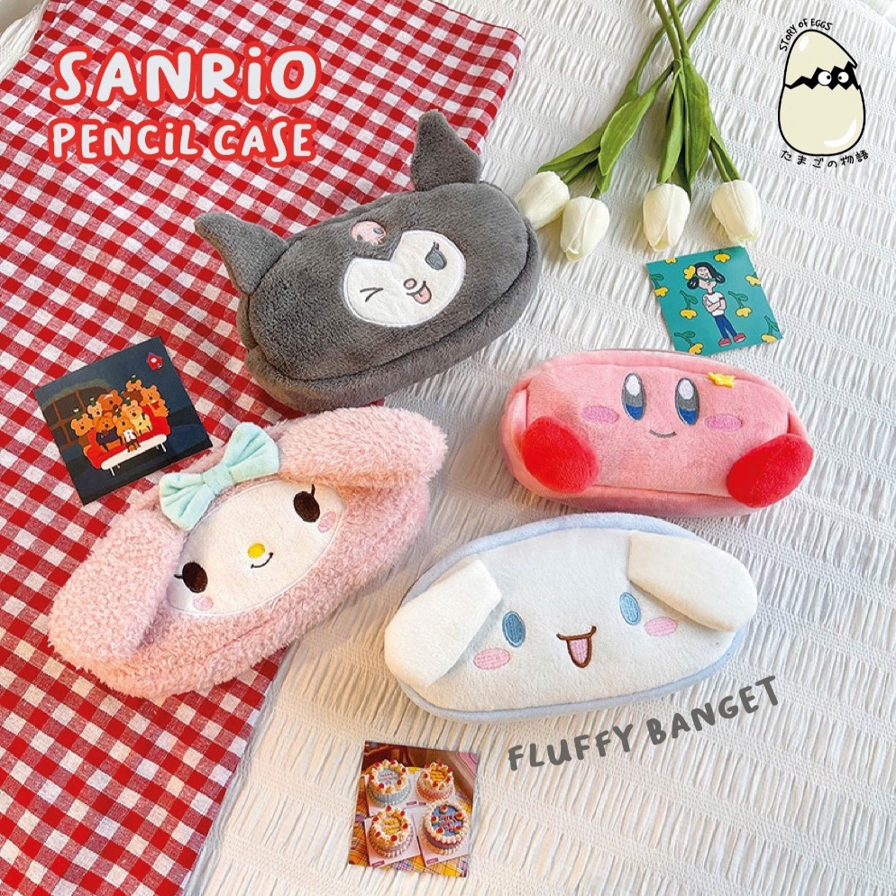 

KODE A13F Sanrio Fluffy Melody Cinnamon Kuromi and Cute Pencil Case Bulu l Kotak pensil besar Pouch Make Up