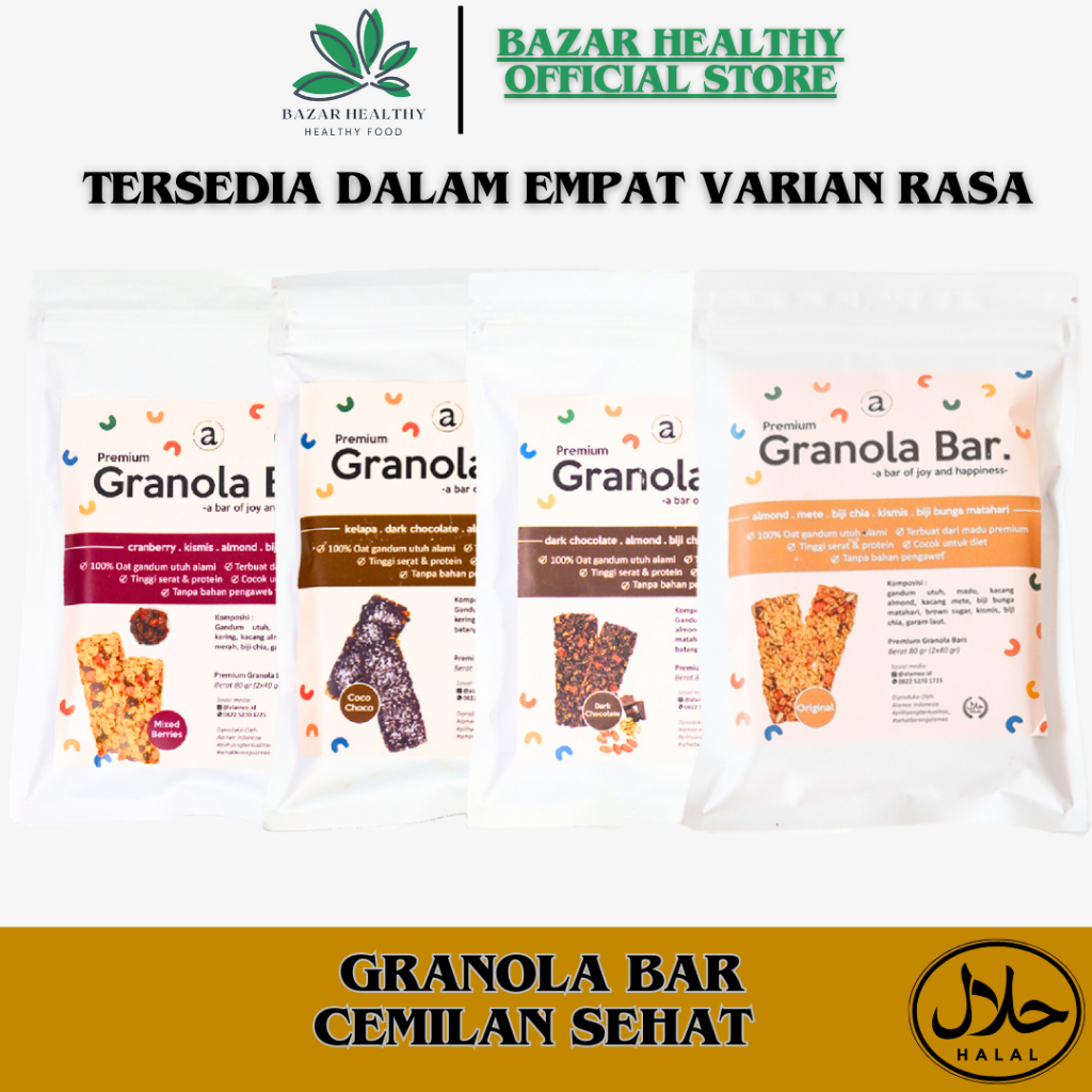 

GRANOLA BITES BAR CEMILAN SEHAT DIET PELANCAR ASI BOOSTER SNACK SEHAT MAKANAN ANAK BAYI BALITA MPASI