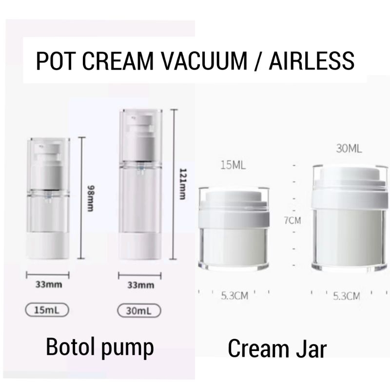Pot Cream Vacuum Jar / Botol Vacuum 15ml 30ml