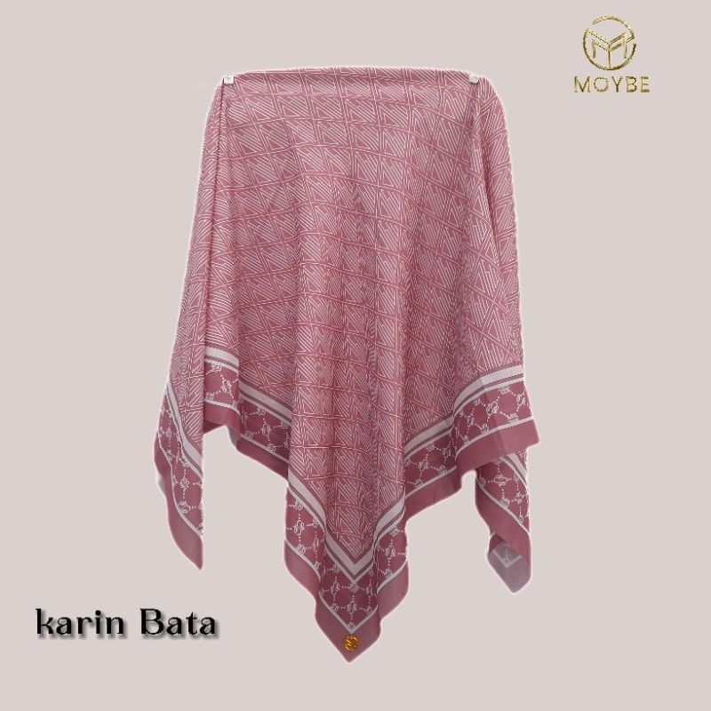MOYBE Hijab Segi Empat Motif Voal Sublime K02 Warna Bata FREE POUCH