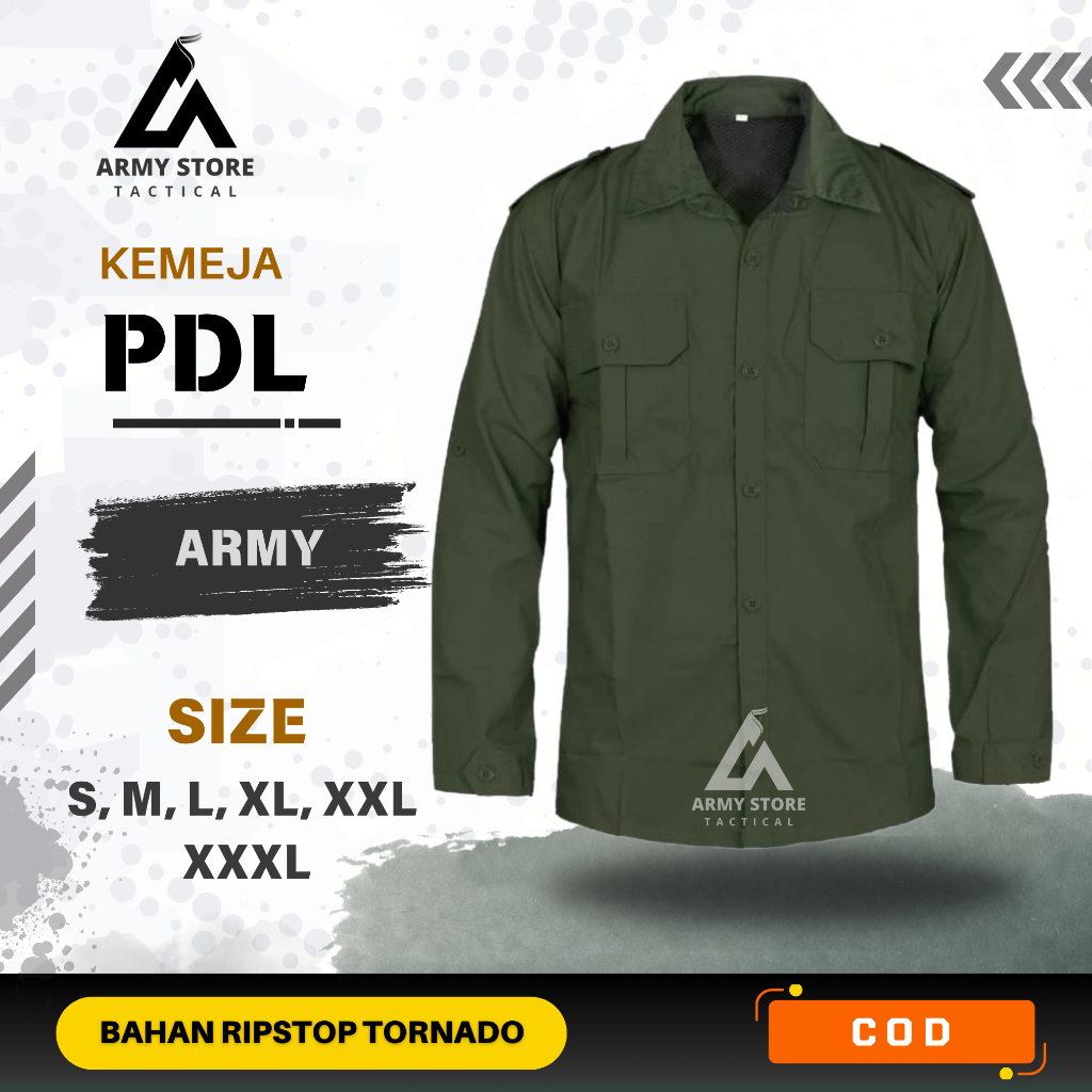 Kemeja PDL Pria Lengan Panjang Berbahan Ripstop Tornado