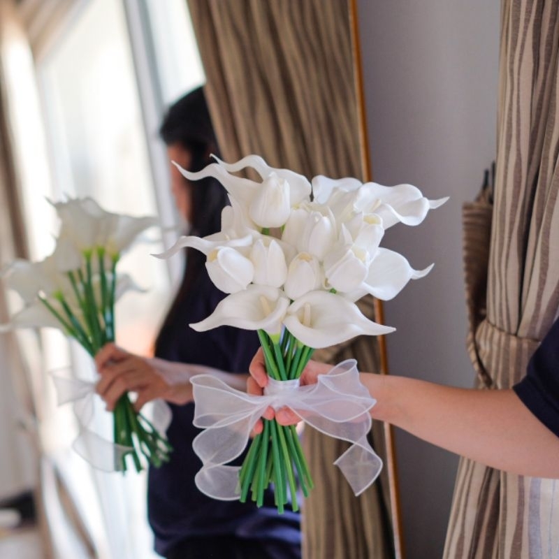 ARTIFICIAL WEDDING BOUQUET CALLA LILY MIX TULIP BRIDAL BOUQUET BUKET WEDDING BUKET PREWEDDING BUKET 