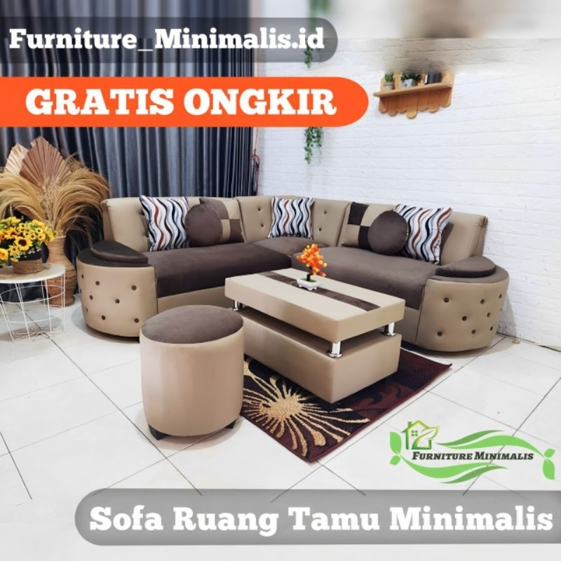 1 Set Sofa L Tamu Minimalis Modern Furniture Bandung