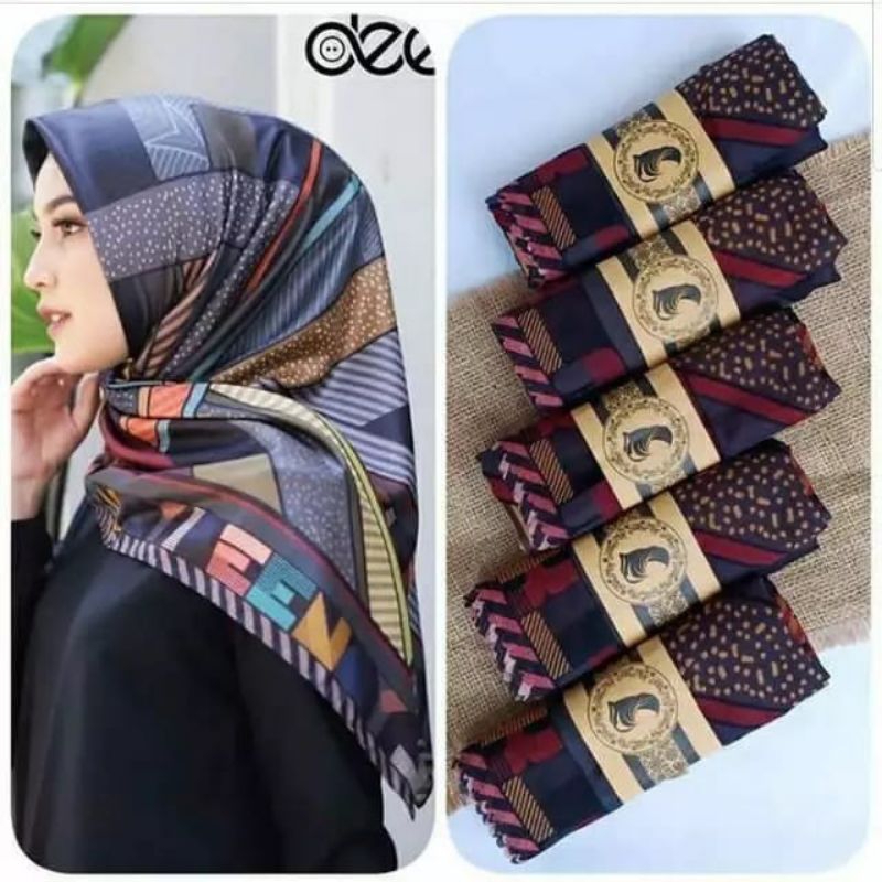 HIJAB DENAY KW SEGI EMPAT NAVY KERUDUNG JILBAB TERBARU