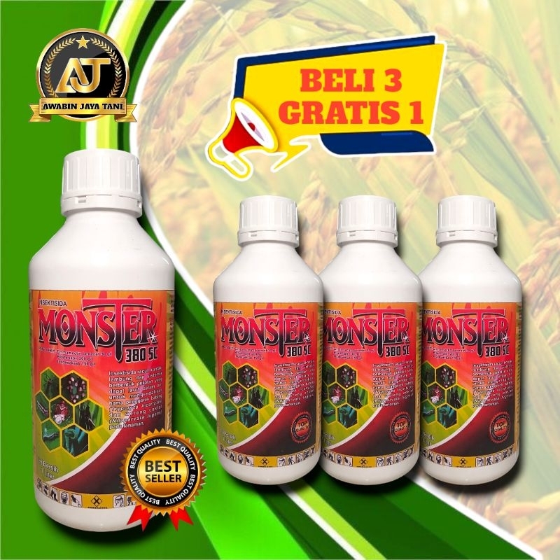 MONSTER 380SC 1LITER INSEKTISIDA BAHAN AKTIF EMMAMECTIN BENZOAT KLORFENAPIR INDOXACARB BASMI HAMA