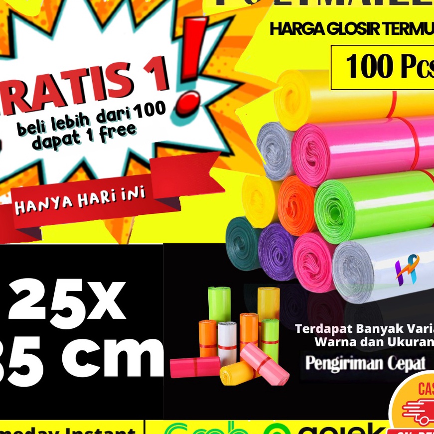 

KI3 25x35cm PLASTIK PACKING KANTONG PLASTIK PACKING POLYMAILER GLOSSY PLASTIK BAJU OLSHOP