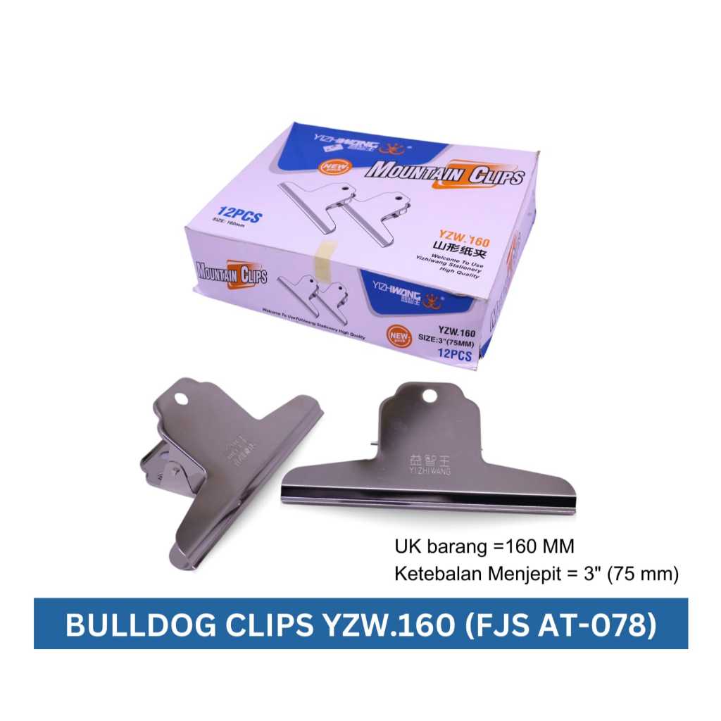 

1Set isi 2pcs Bulldog Clip/ Jepitan kertas/ Jepitan Besar/ Binder Clip Besar Silver Metal/ Klip Kertas Ukuran 160MM (6.3")