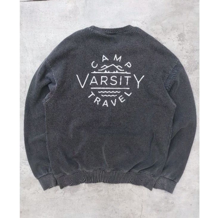 Crewneck travel camp varsity second | crewneck gemoy oversize korean style | pigment colour wash