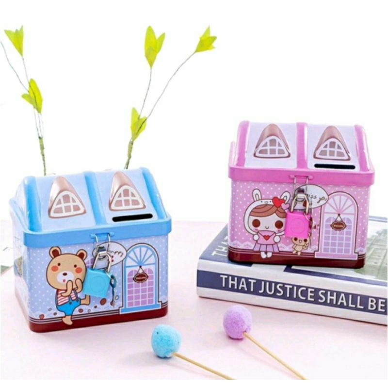 celengan kaleng rumah + gembok #