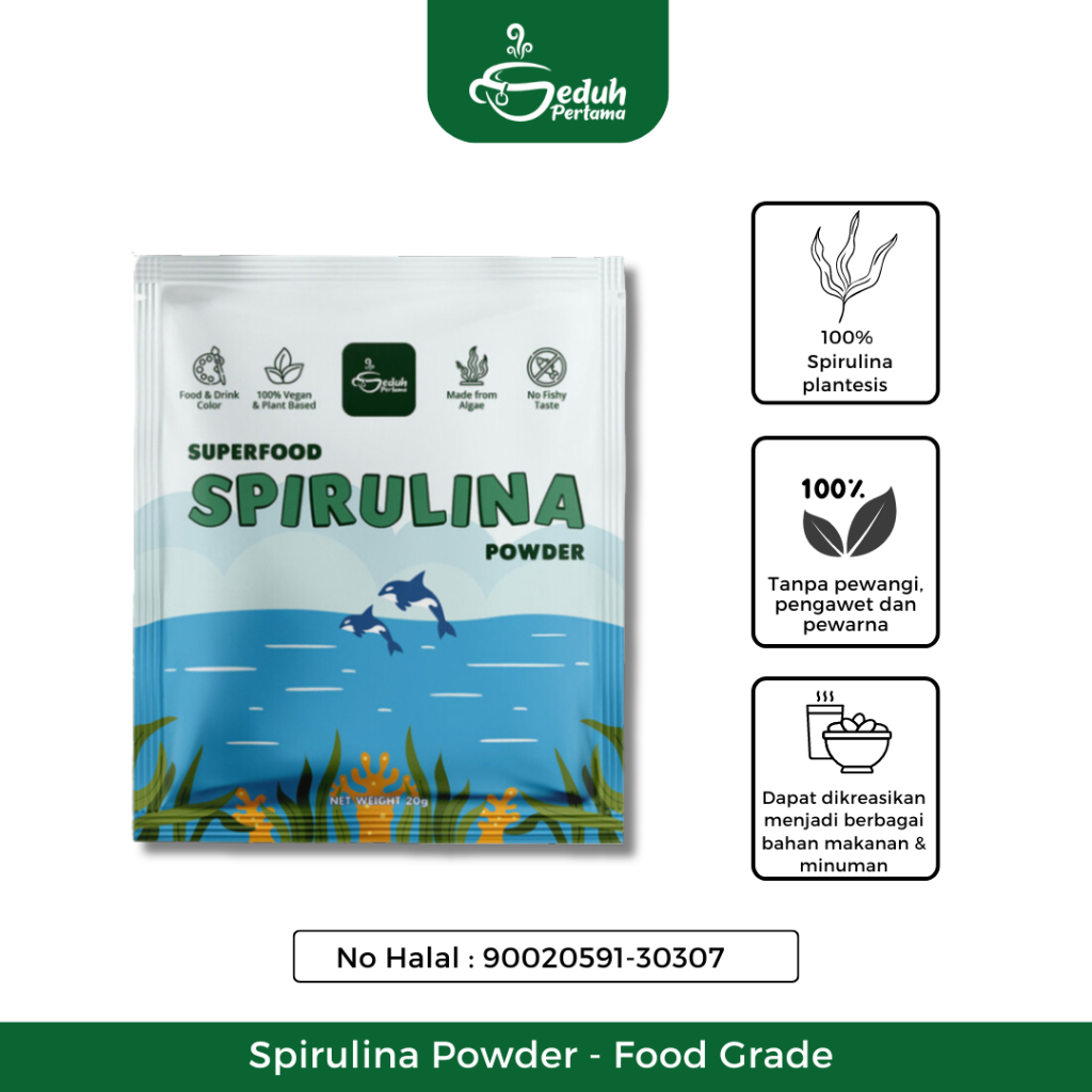 

Premium Spirulina Superfood Powder - Bubuk Spirulina Organic Food Grade Masker Bubuk Spirulina