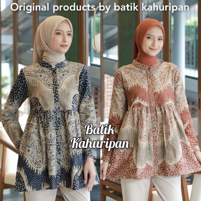 Batik Wanita Modern Baju Batik Wanita Lengan Panjang Kancing Depan Motif Lyodra By Batik Kahuripan