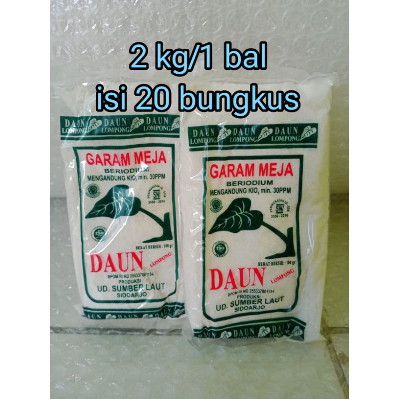 

(2 kg/20 bungkus) GARAM MEJA BERYODIUM merk DAUN LOMPONG